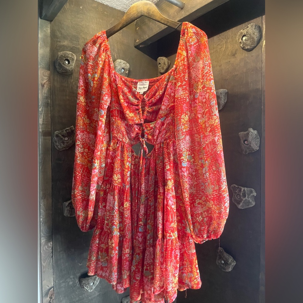 Sky to Moon Red Floral Dress